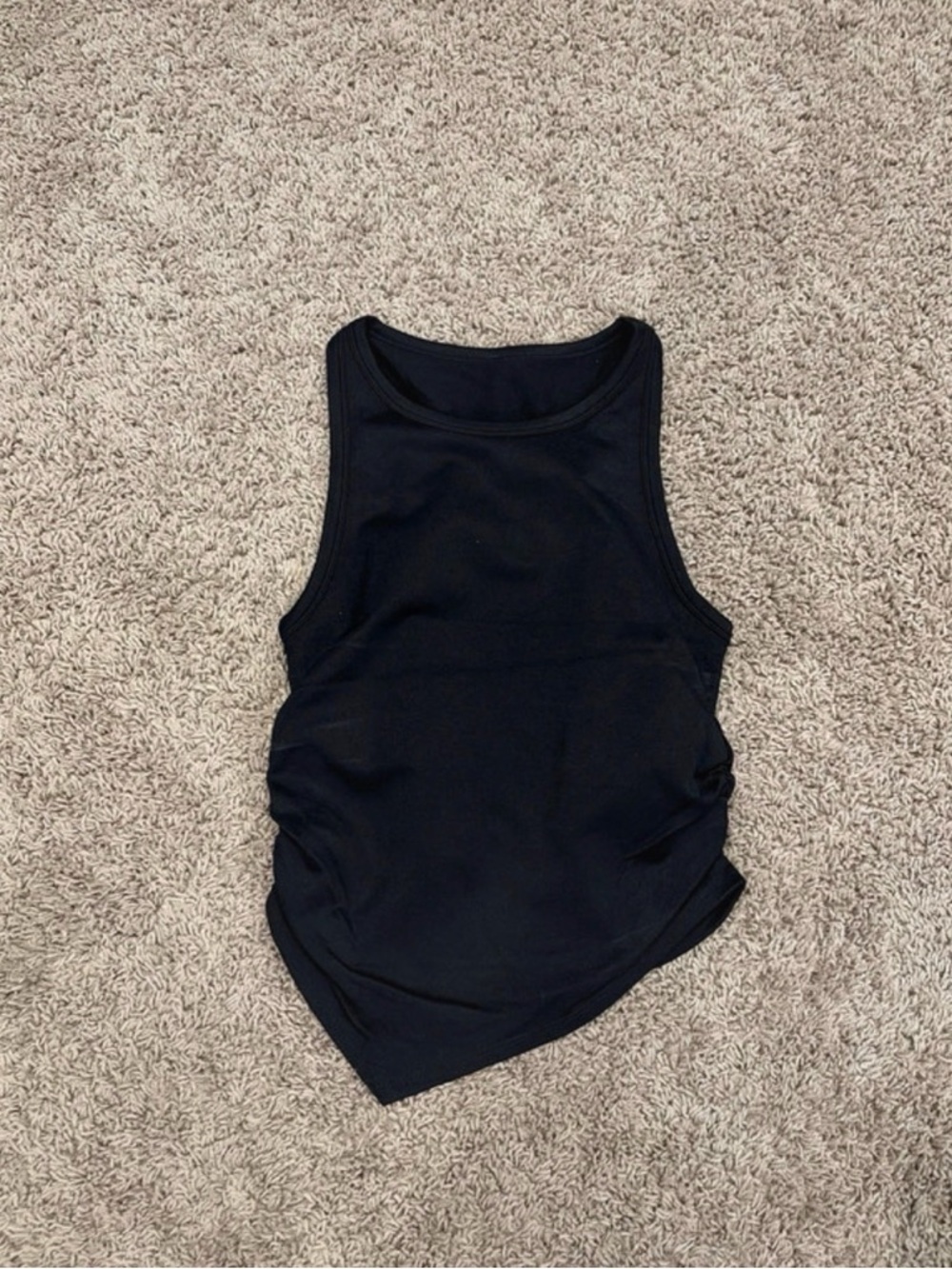 Women's Black Ribbed High-Neck Tank Top